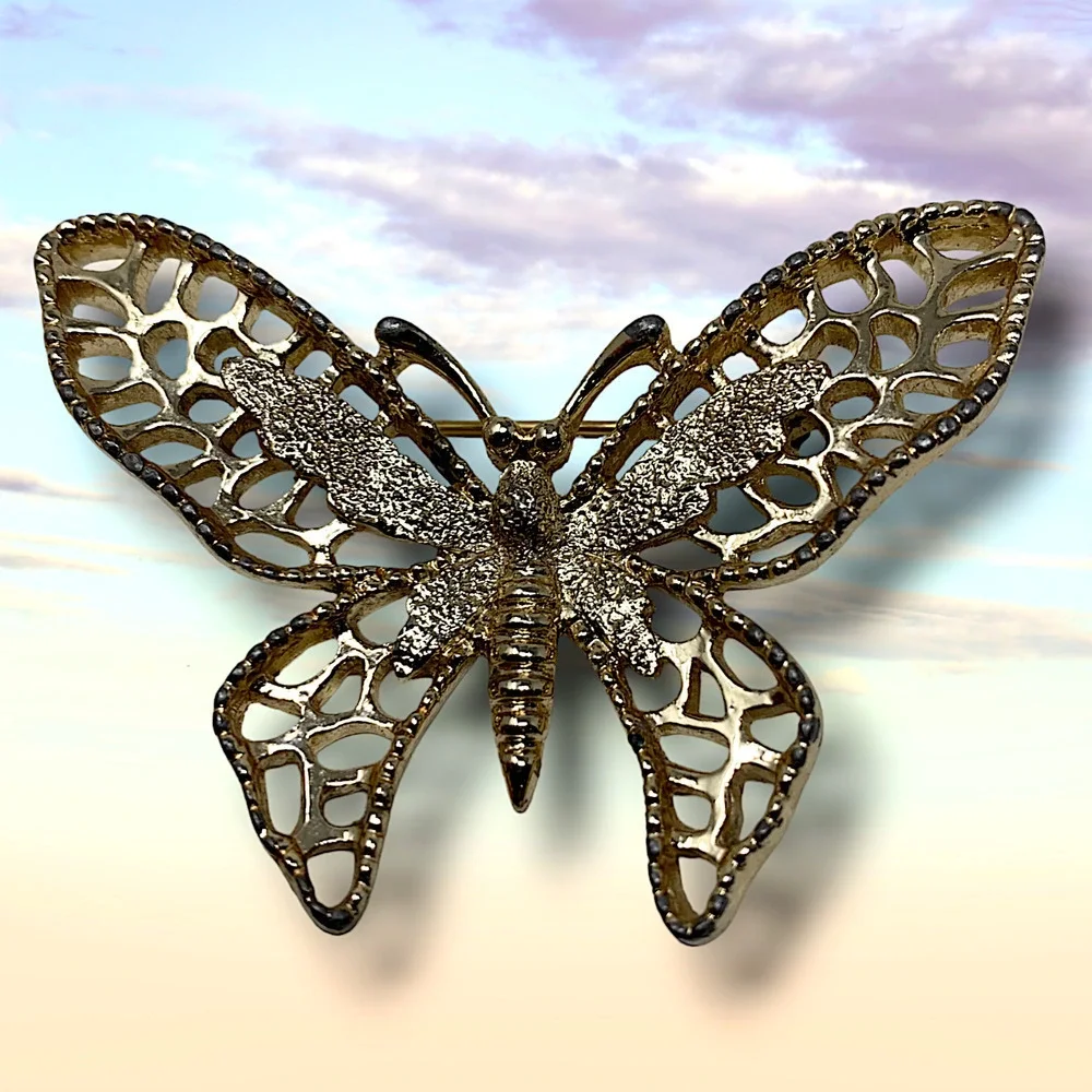 Vintage 1960s Sarah Coventry Butterfly Brooch Pin Mid Century Modern MCM
